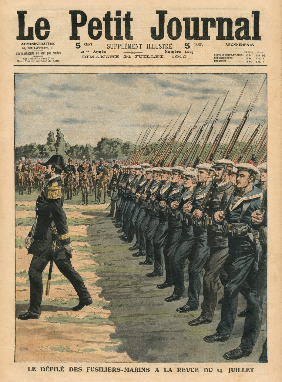 Merijalkaväen paraatissa 14. heinäkuuta, kuva Le Petit Journalista, liitekuva, 24. heinäkuuta 1910 tekijältä French School