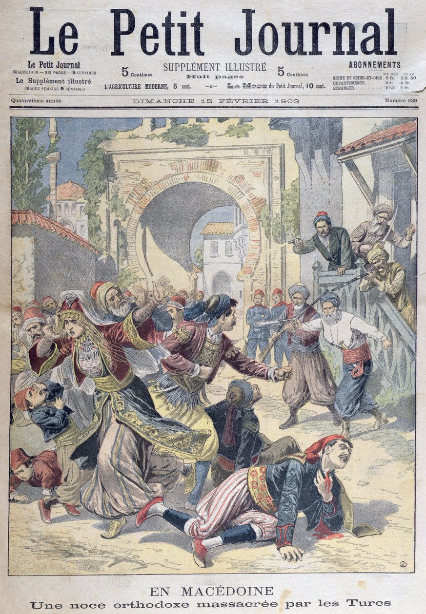 Turkkilaisten verilöyly Makedonian ortodoksisissa häissä, Le Petit Journal, 15. helmikuuta 1903 tekijältä French School