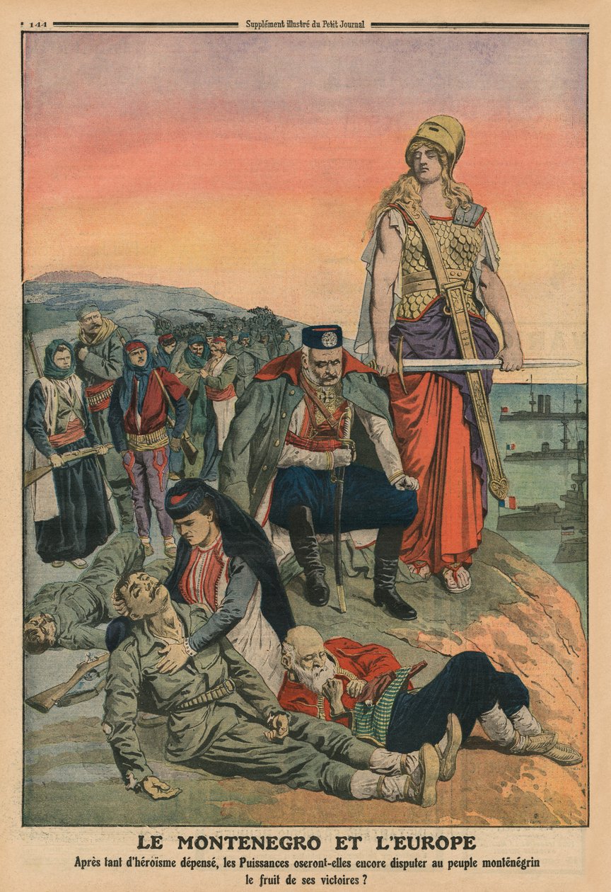 Montenegro ja Eurooppa, takakannen kuvitus Le Petit Journalista, liitekuva, 4. toukokuuta 1913 tekijältä French School