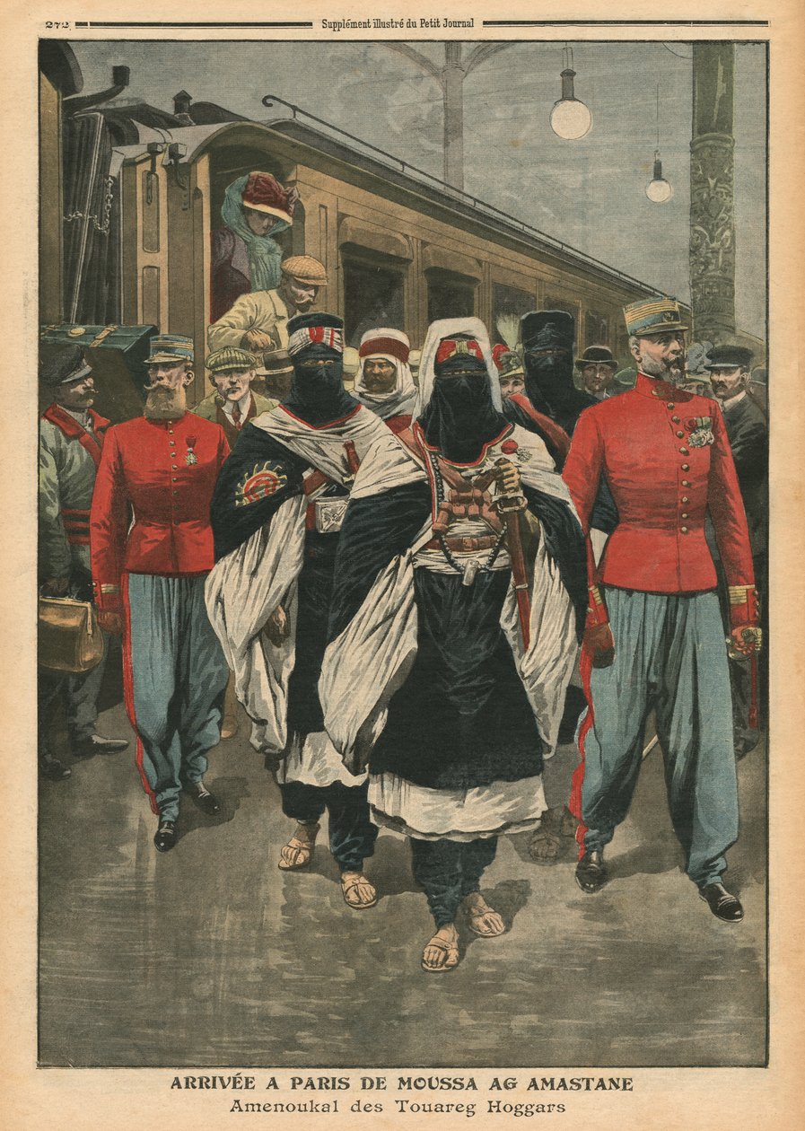 Moussa Ag Amastane saapuu Pariisiin, kuvitus "Le Petit Journalista", liitekuva, 21. elokuuta 1910 tekijältä French School