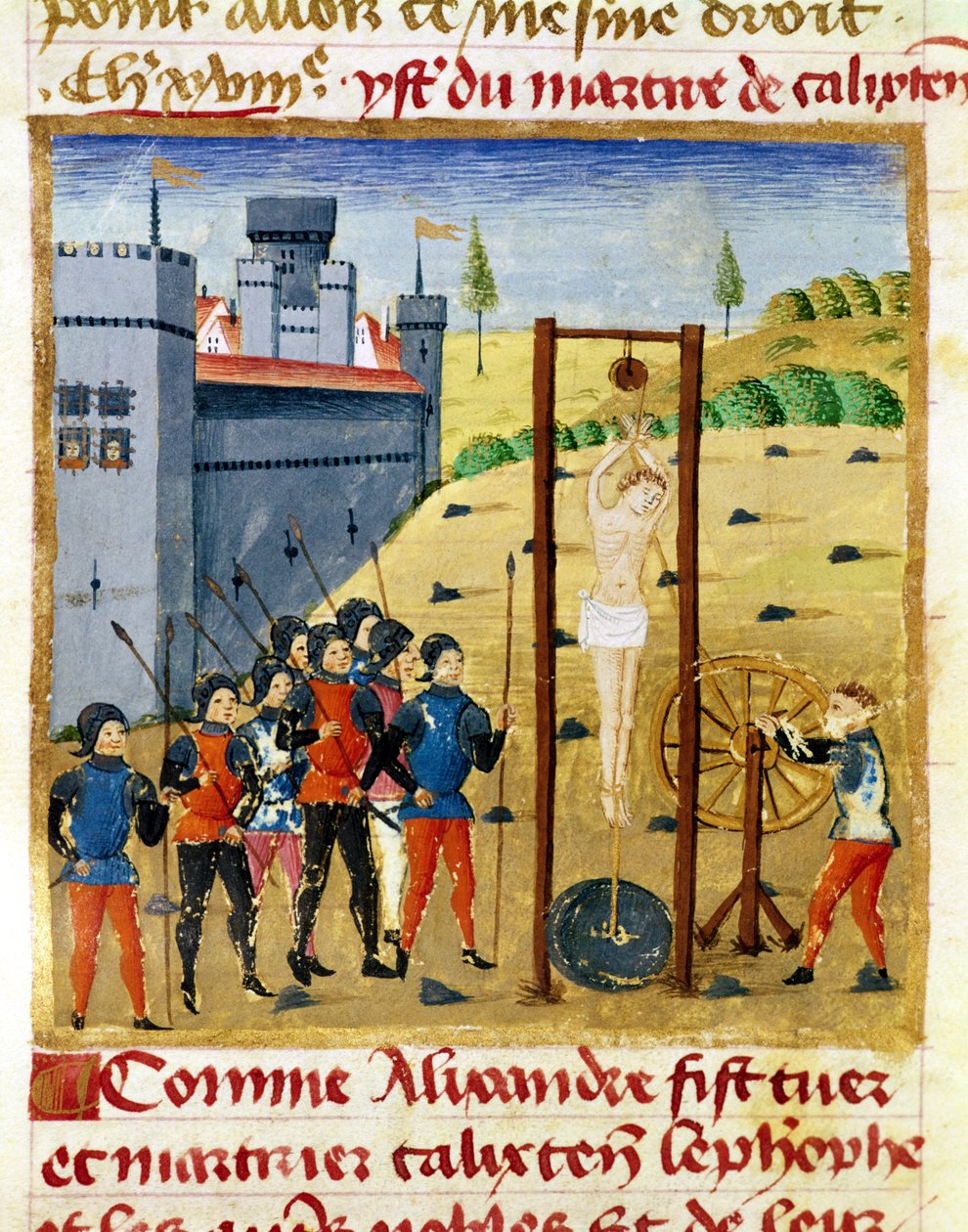 Ms 1335 f.167v Kuinka Aleksanteri Suuri tappoi ja marttyyri Calixten Cefoben ja muut aateliset ennen Caroutzia tekijältä French School