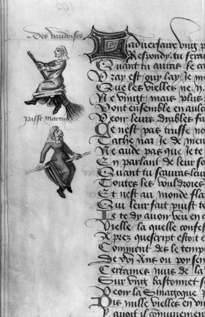 Ms Fr 12476 fol.105v Kaksi noitaa Martin le Francin (1410-61) Le Champion des Damesista 1451 tekijältä French School