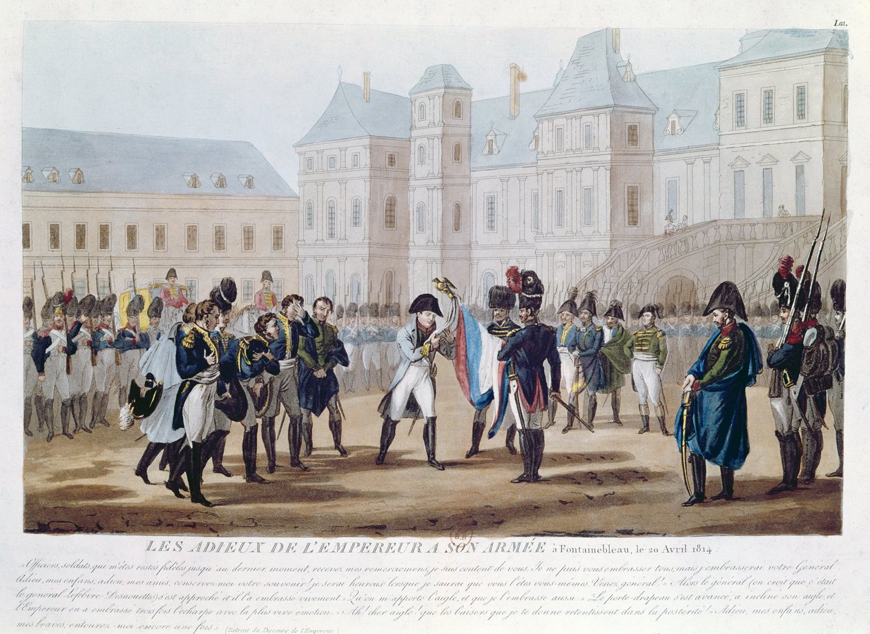 Napoleon I (1769-1821) Suutelee lippua eli jäähyväiset Fontainebleaussa, 20. huhtikuuta 1814 tekijältä French School