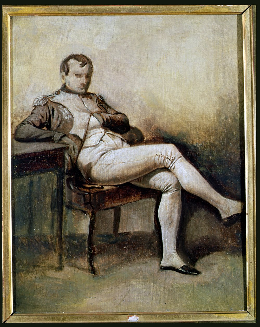 Napoleon I (1769-1821) istuu nojatuolissa (grisaille) tekijältä French School