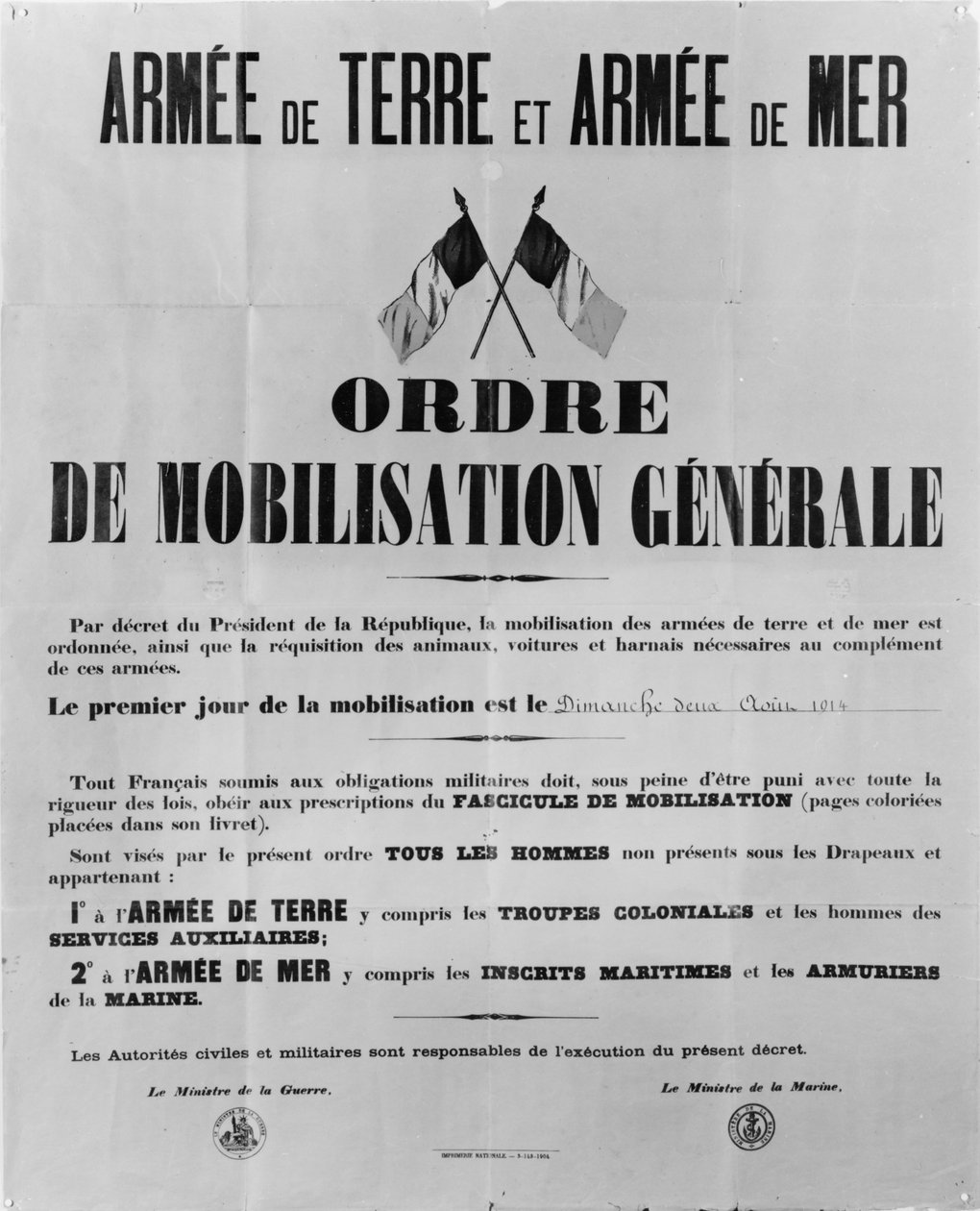 Yleinen mobilisaatiomääräys, 1914 tekijältä French School
