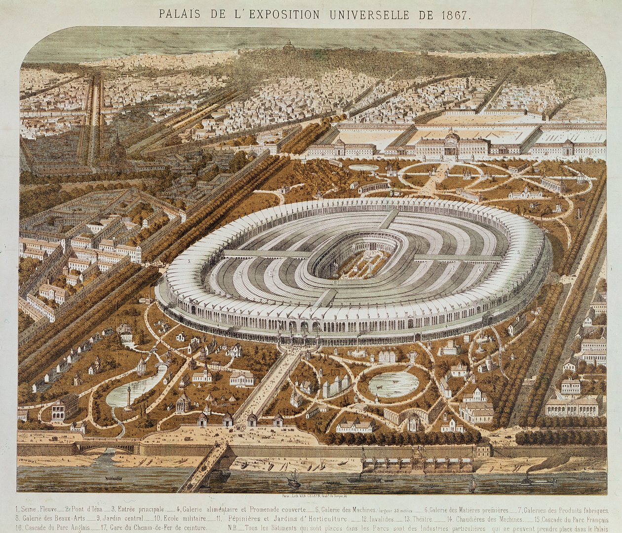 Pariisin maailmannäyttelyn palatsi vuonna 1867 tekijältä French School