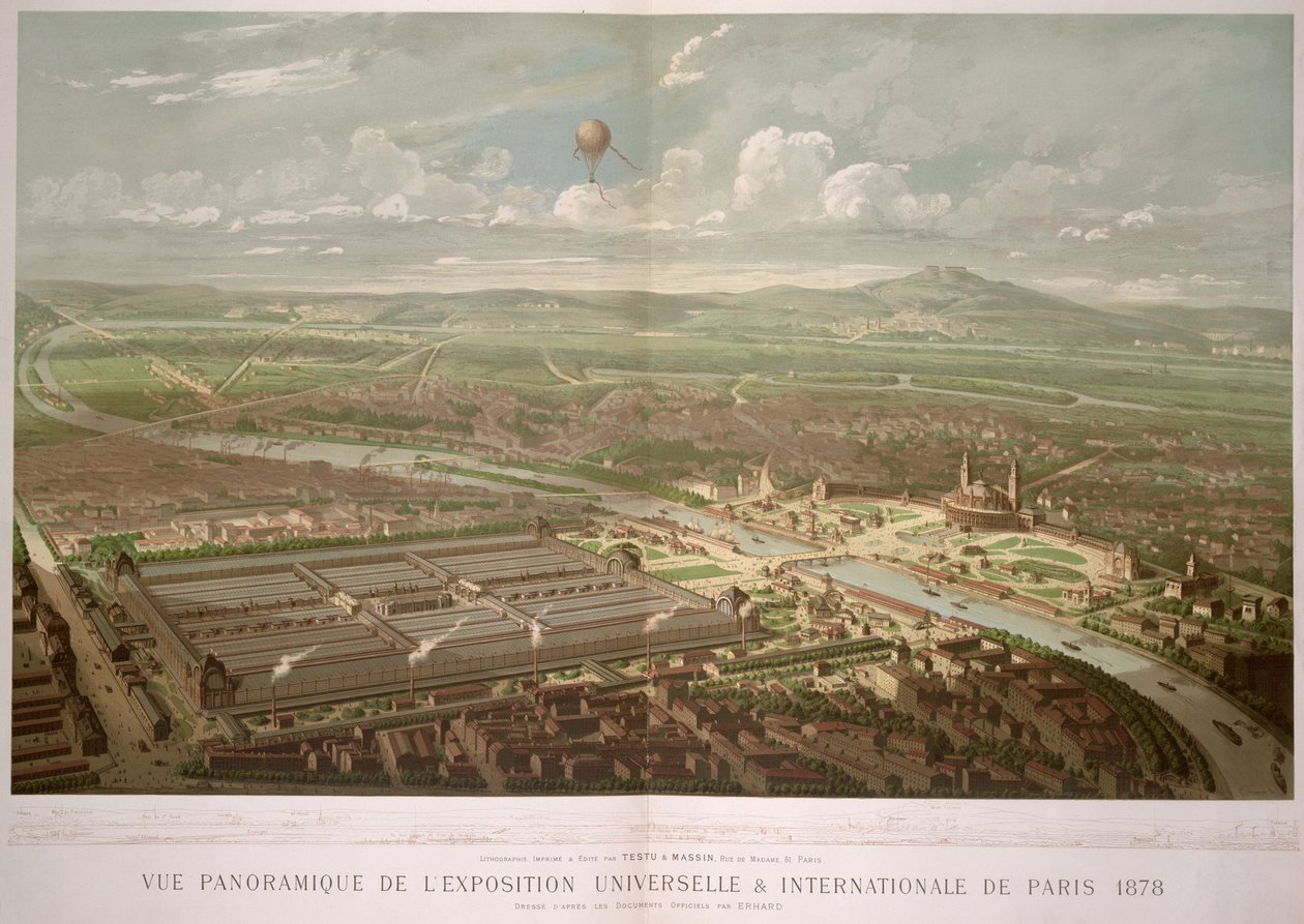 Panoraamanäkymä Exposition Universelle -näyttelyyn, Pariisi, 1878 tekijältä French School