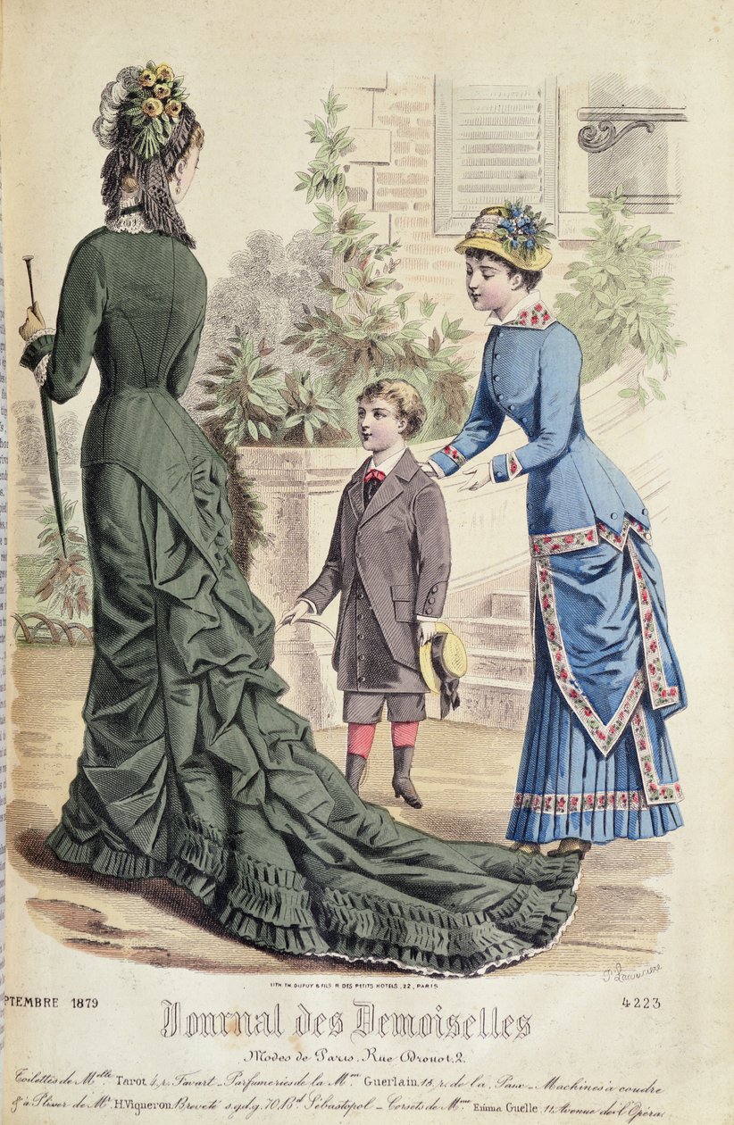Paris Fashion, "Journal des Demoiselles", julkaisi Dupuy Paris, 1879 tekijältä French School