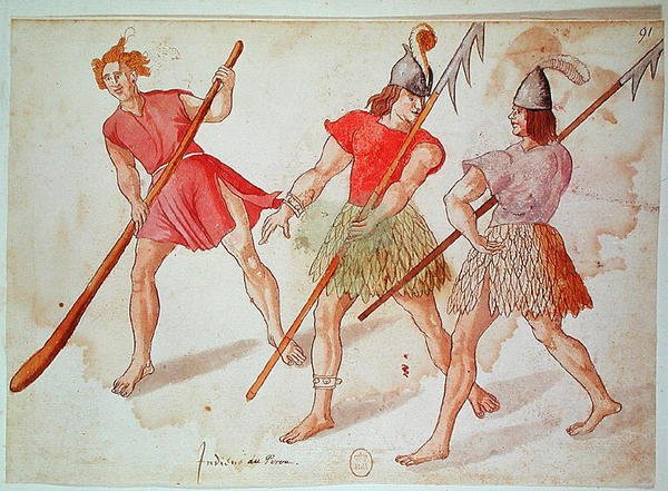 Perun intiaanit, 1572 (kynä & muste ja wc paperilla) tekijältä French School