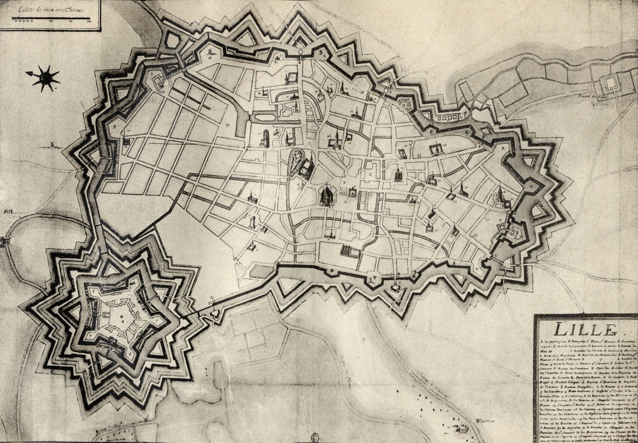 Lillen suunnitelma ja linnoitukset noin 1670, "Memoires de Charles de Batz-Castelmore Comte d