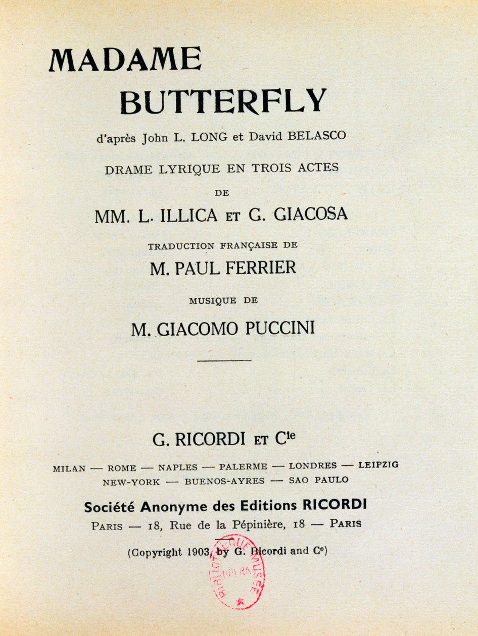 Giacomo Puccinin (1858-1924) "Madame Butterfly" -esitys 1903 tekijältä French School