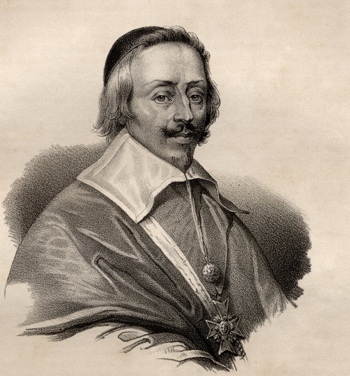 Armand Jean du Plessisin, kardinaalin ja Richelieun herttuan (1585-1642) muotokuva tekijältä French School