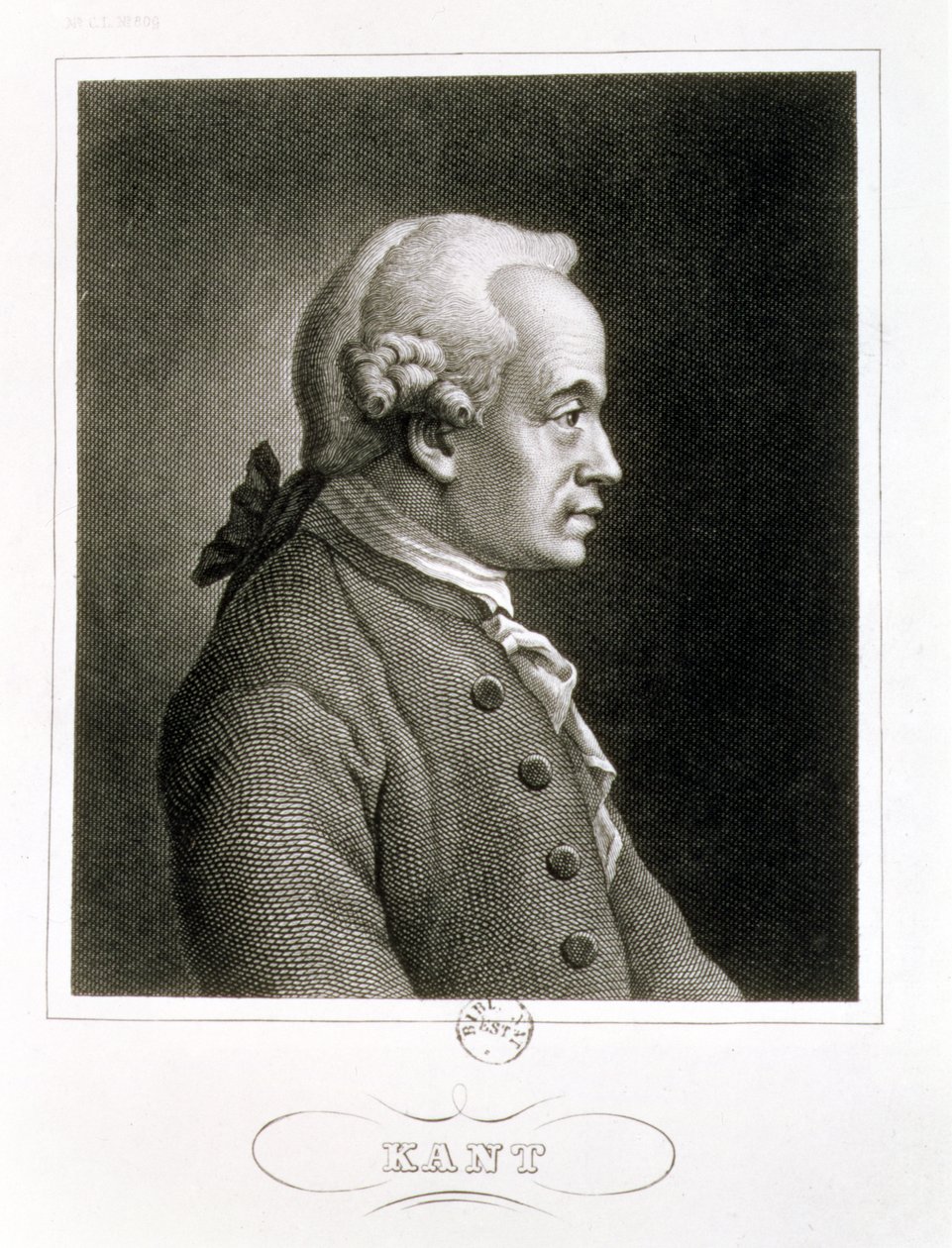 Muotokuva Immanuel Kantista (1704-1804), saksalaisesta filosofista tekijältä French School