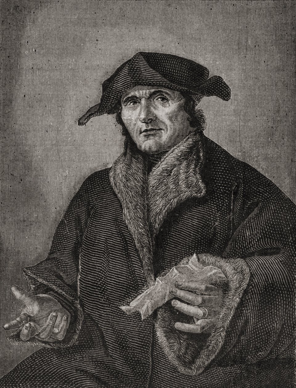 Ranskalaisen teologin ja uskonpuhdistajan John Calvinin (1509-64) muotokuva tekijältä French School