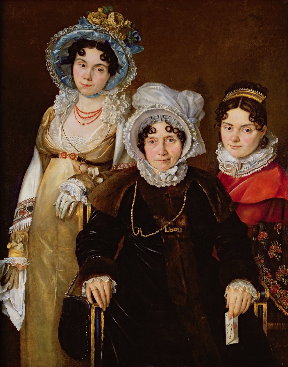 Madame de Tangryn ja hänen tyttäriensä muotokuva vuoden 1816 jälkeen tekijältä French School