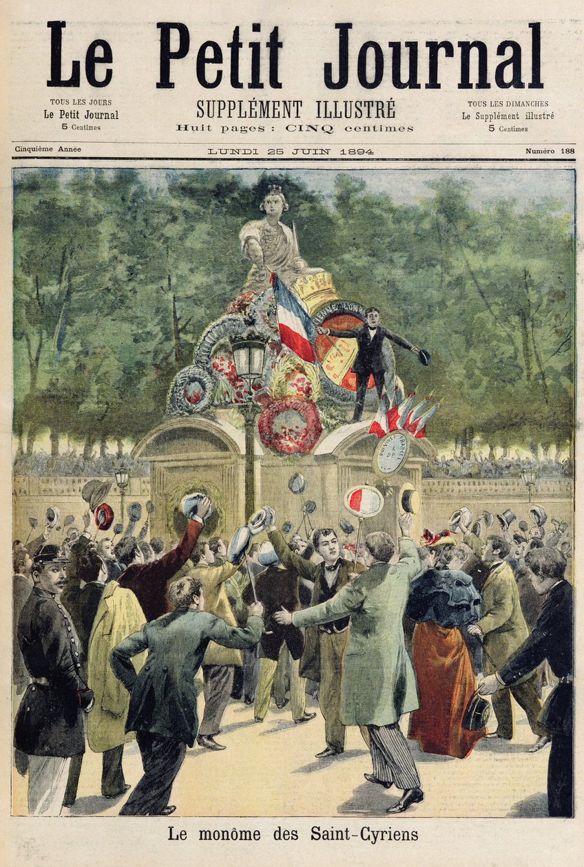 Saint-Cyr Academyn kadettien kulkue, kuvitus "Le Petit Journalista", 25. kesäkuuta 1894 tekijältä French School