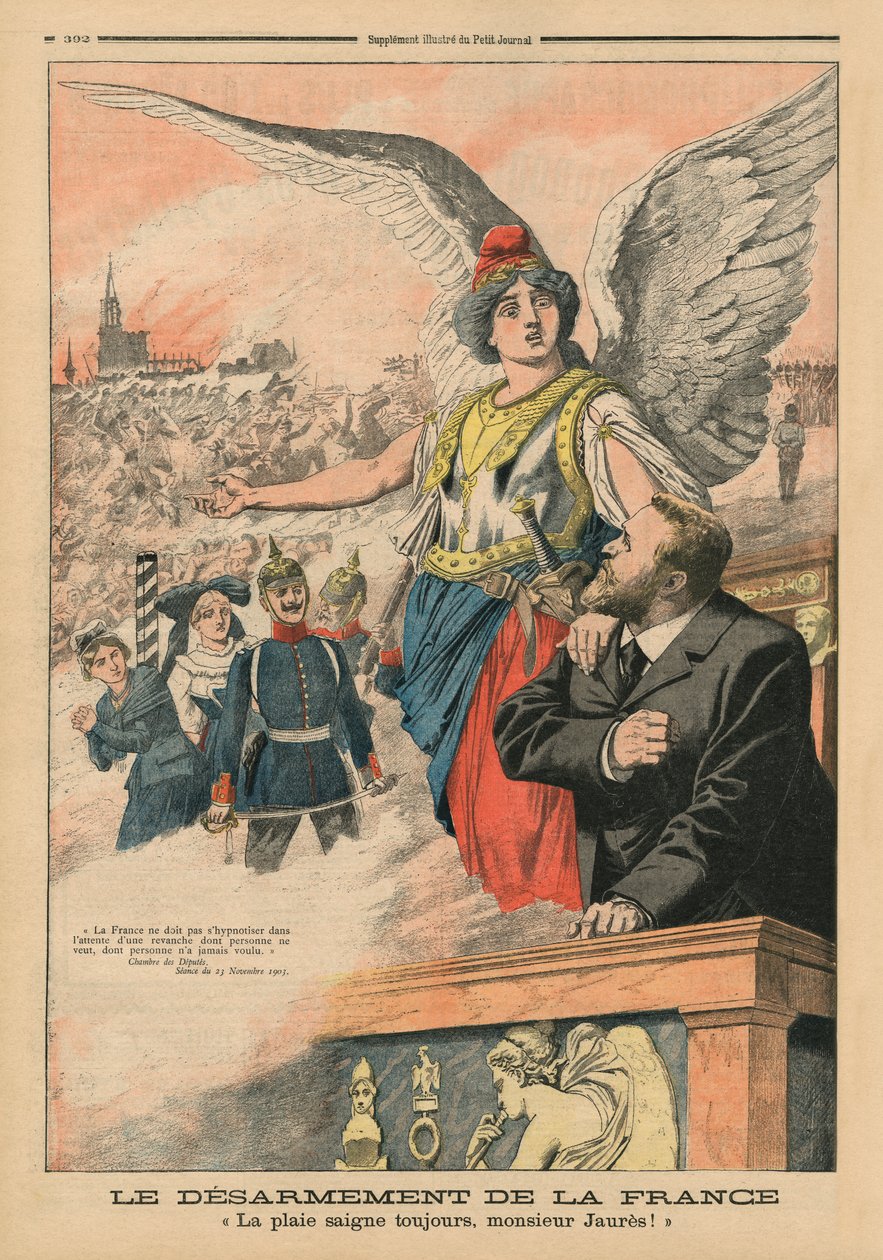 "Muista", Jean Jaures ja Marianne, kuvitus "Le Petit Journalista", 22. kesäkuuta 1913 tekijältä French School