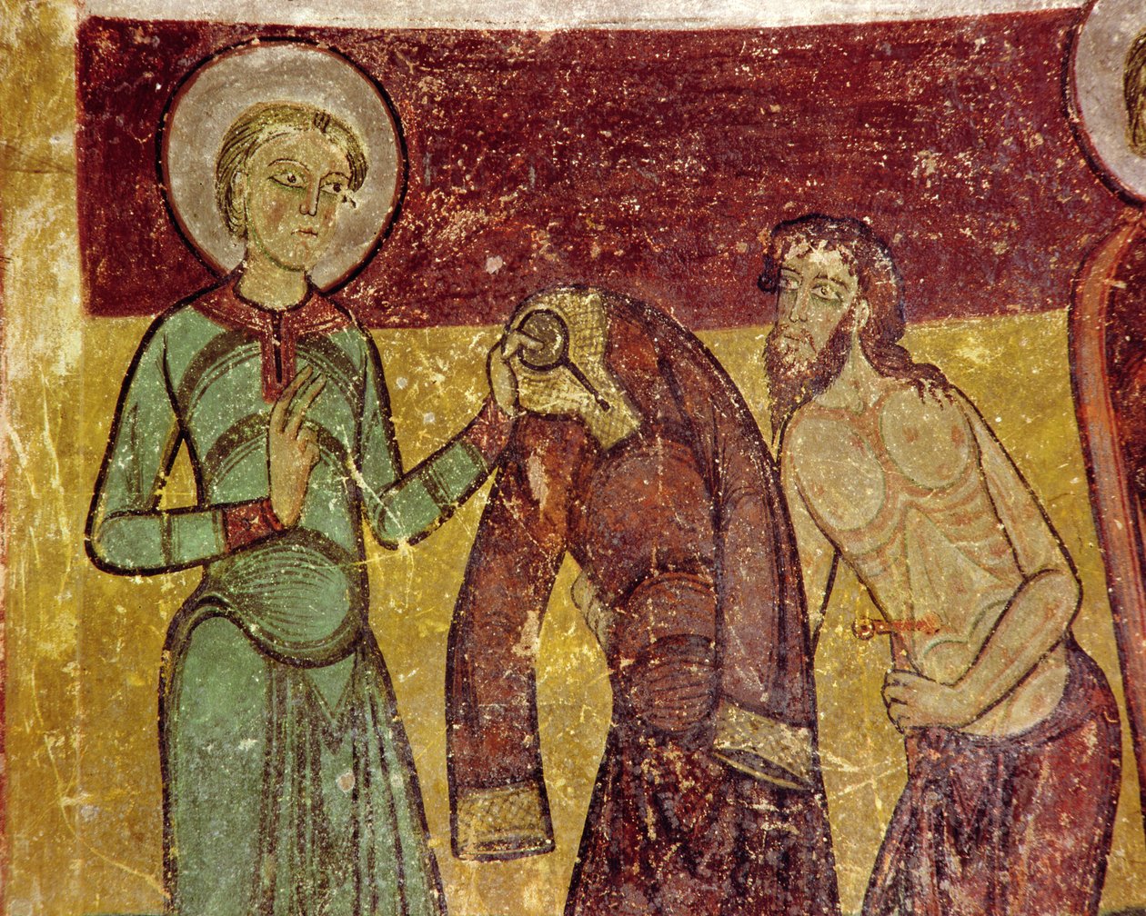 Saint Giles antaa viittansa sairaalle kerjäläiselle, 1100-luku tekijältä French School