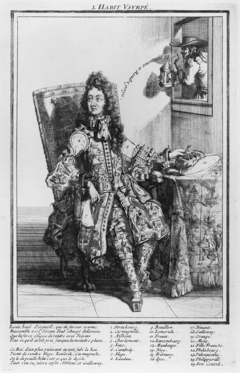 Satiirinen sarjakuva lamppu Louis XIV, 1693-1705 tekijältä French School
