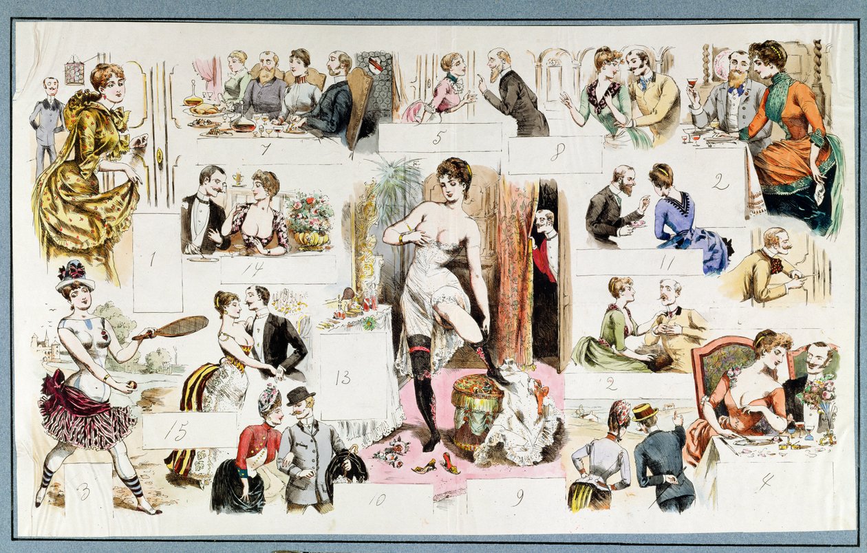 Kohtauksia kurtisaanin jokapäiväisestä elämästä, n. 1880 tekijältä French School