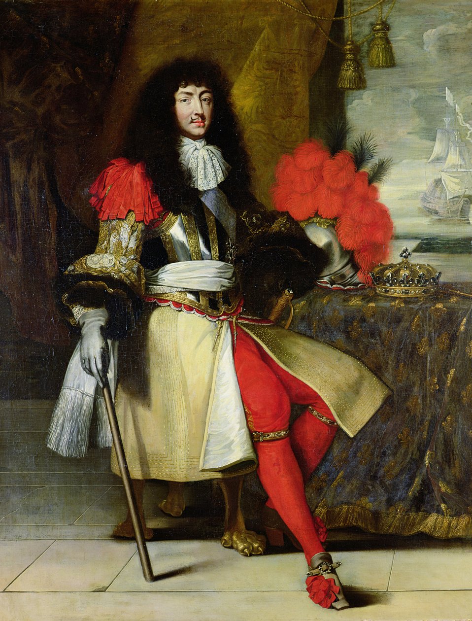 Ludvig XIV:n (1638-1715) istuva muotokuva vuoden 1670 jälkeen tekijältä French School