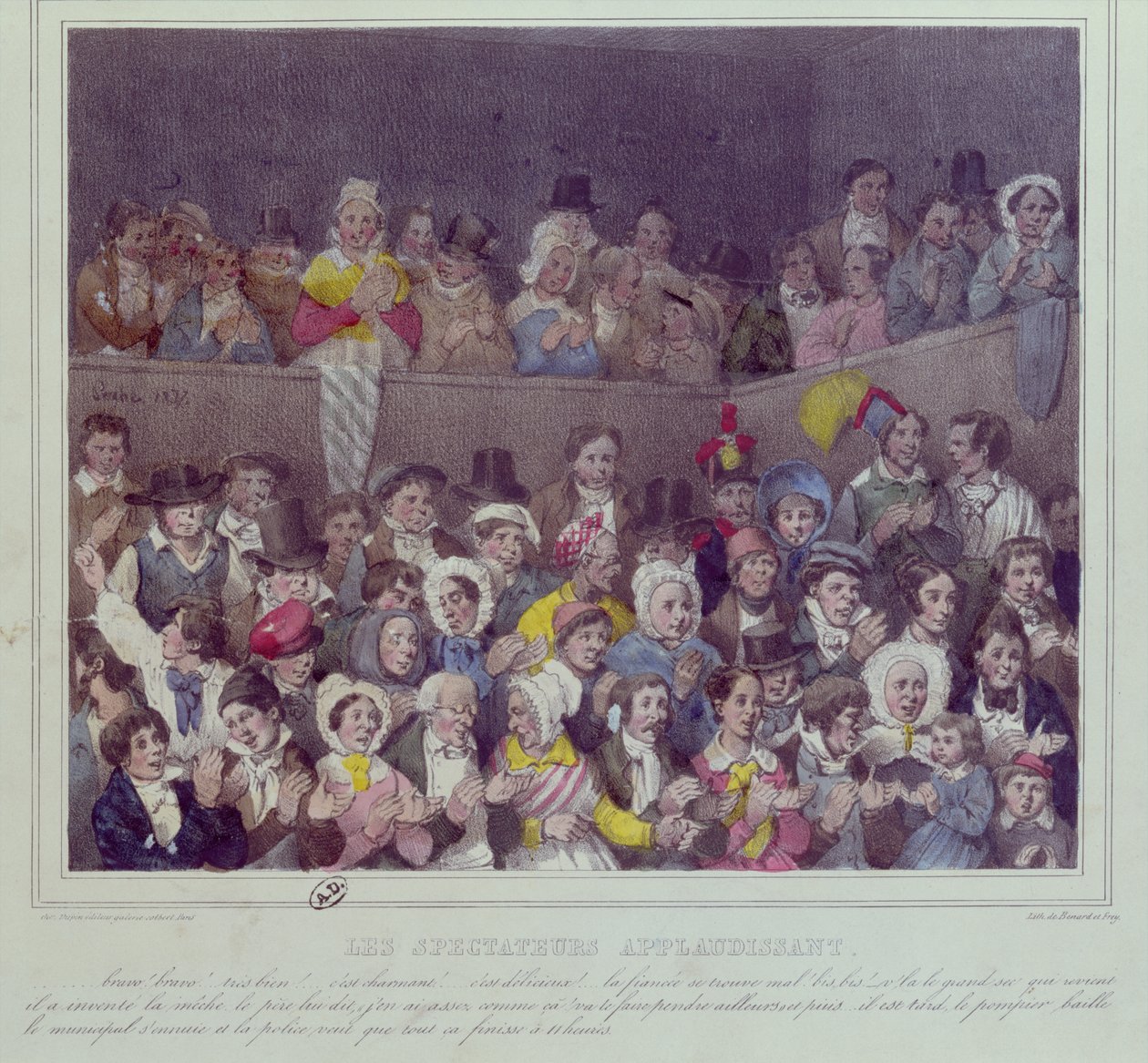 Katsojat taputtavat teatterissa, 1837 tekijältä French School
