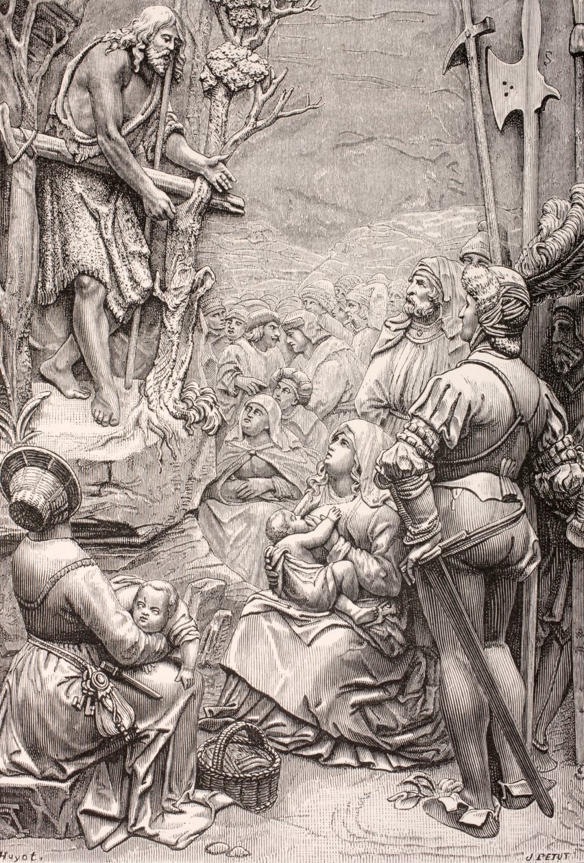 Pyhä Johannes Kastaja saarnaa autiomaassa Albrecht Durerin teoksen jälkeen Les Arts au Moyen Age -julkaisusta, julkaistu 1873 tekijältä French School