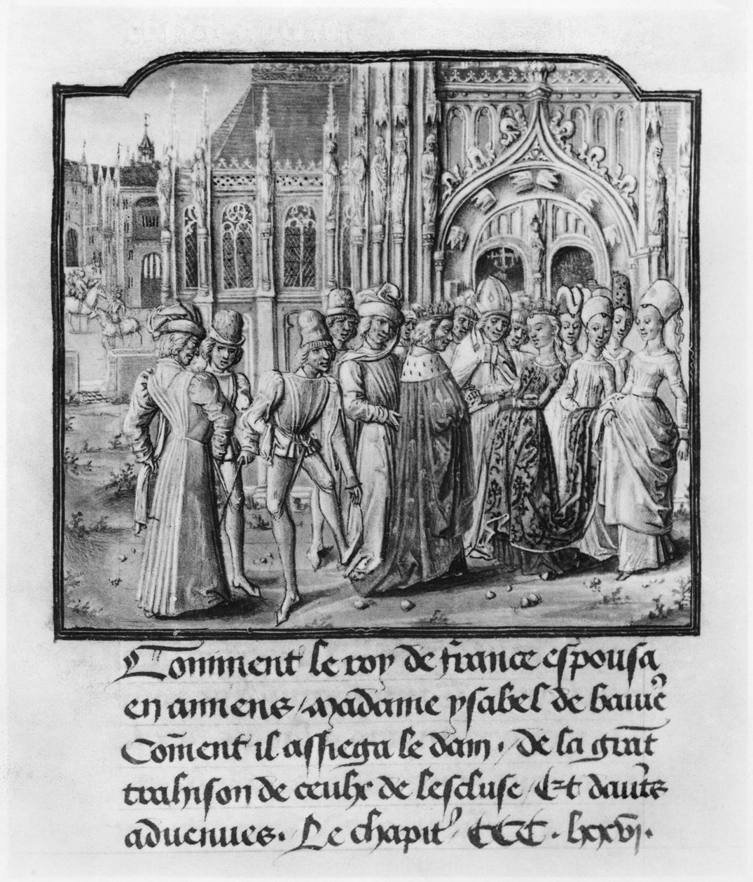T.2 fol.311v Kaarle VI:n (1368-1422) Ranskan kuninkaan ja Isabellan Baijerin (1371-1435) avioliitto Amiensissa, Froissart