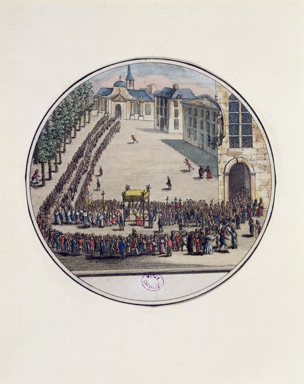 Siunattua Sakramenttia kuljetetaan kulkueessa General Estates Generalin avajaisissa Versailles