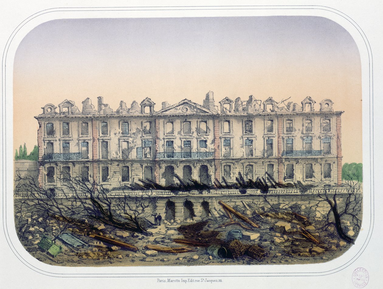 Preussin joukkojen pommittama Chateau de Meudon vuonna 1870, noin 1871 tekijältä French School