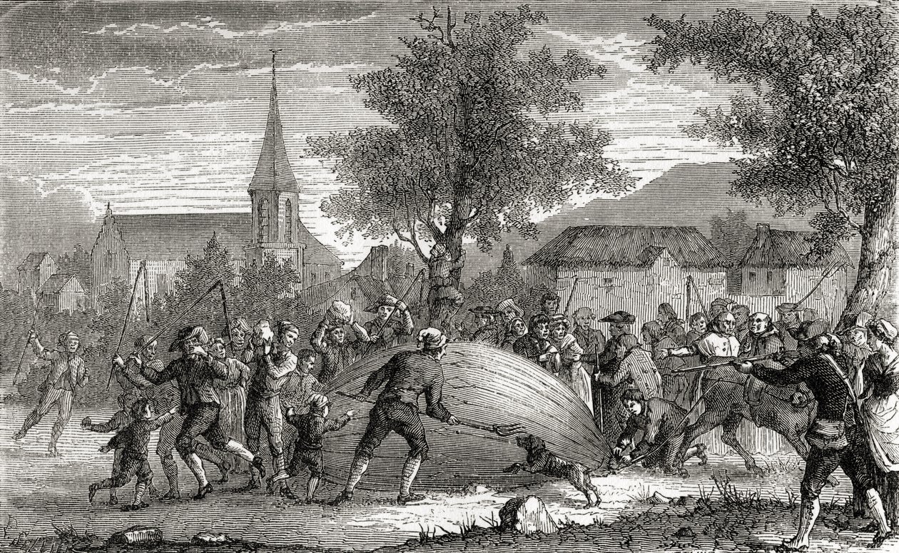 Charlesin ilmapallon tuho, Pariisi, 27. elokuuta 1783, Fulgence Marionin teoksesta Wonderful Balloon Ascents or the Conquest of the Skies, julkaistu n. 1870 tekijältä French School