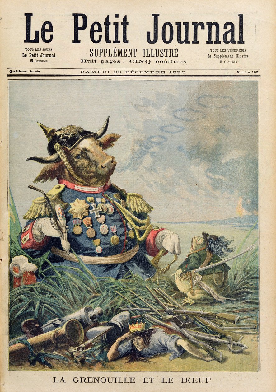 Sammakko ja härkä, kuvitus "Le Petit Journalista", 30. joulukuuta 1893 tekijältä French School