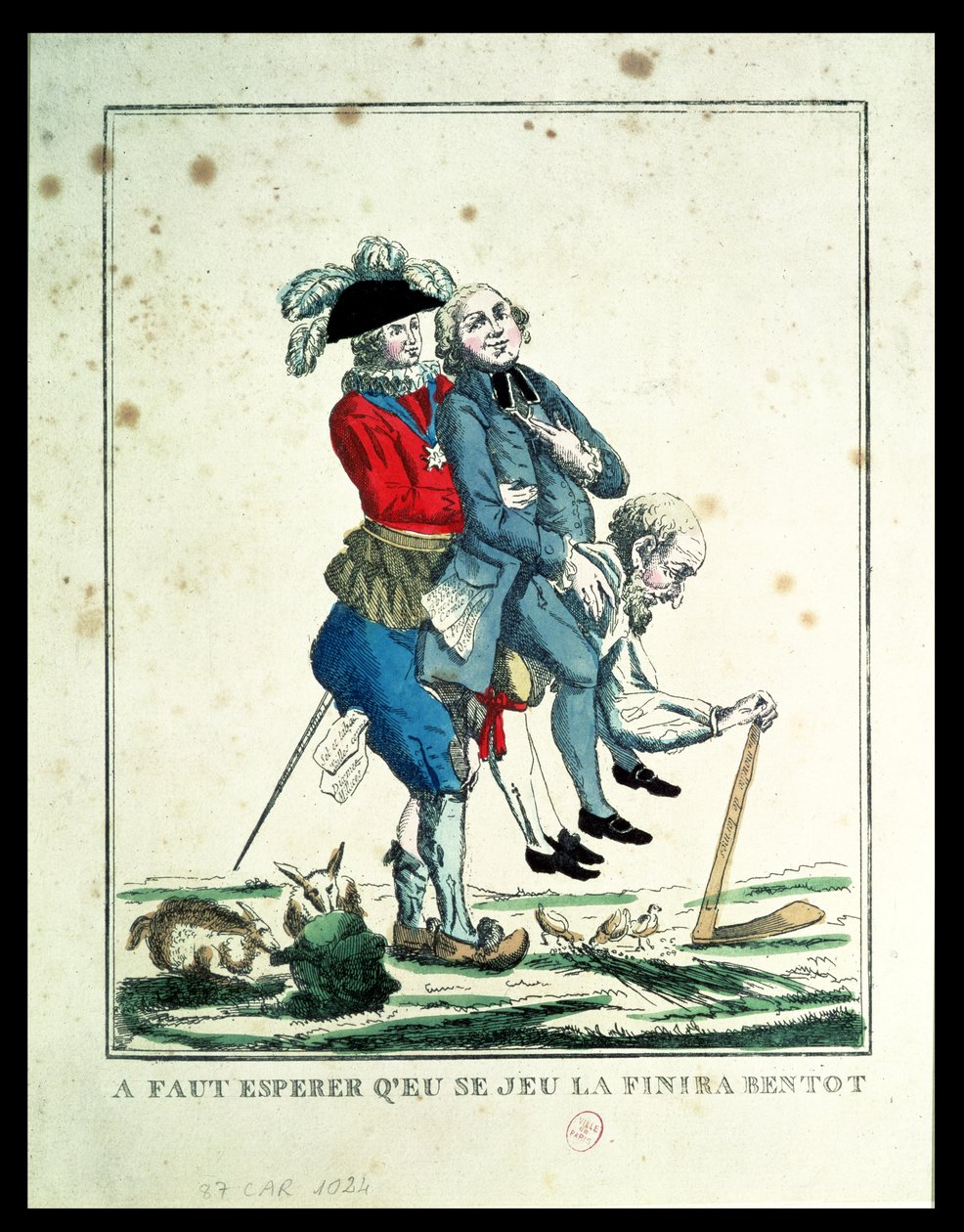 Pelin on loputtava pian, talonpoika kantoi pappia ja aatelismiestä, 1789 (katso myös 157778) tekijältä French School