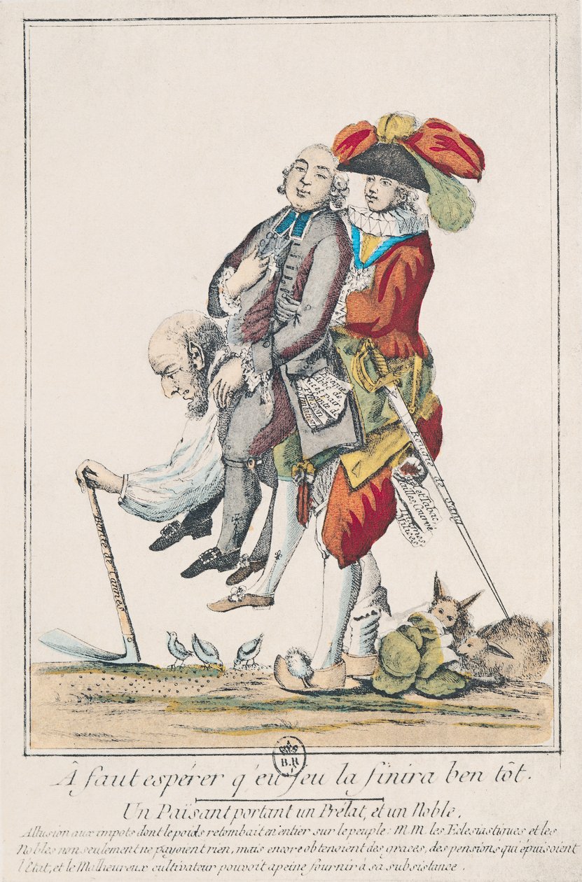 Pelin on loputtava pian, talonpoika kantoi pappia ja aatelismiestä, 1789 (katso myös 158273) tekijältä French School