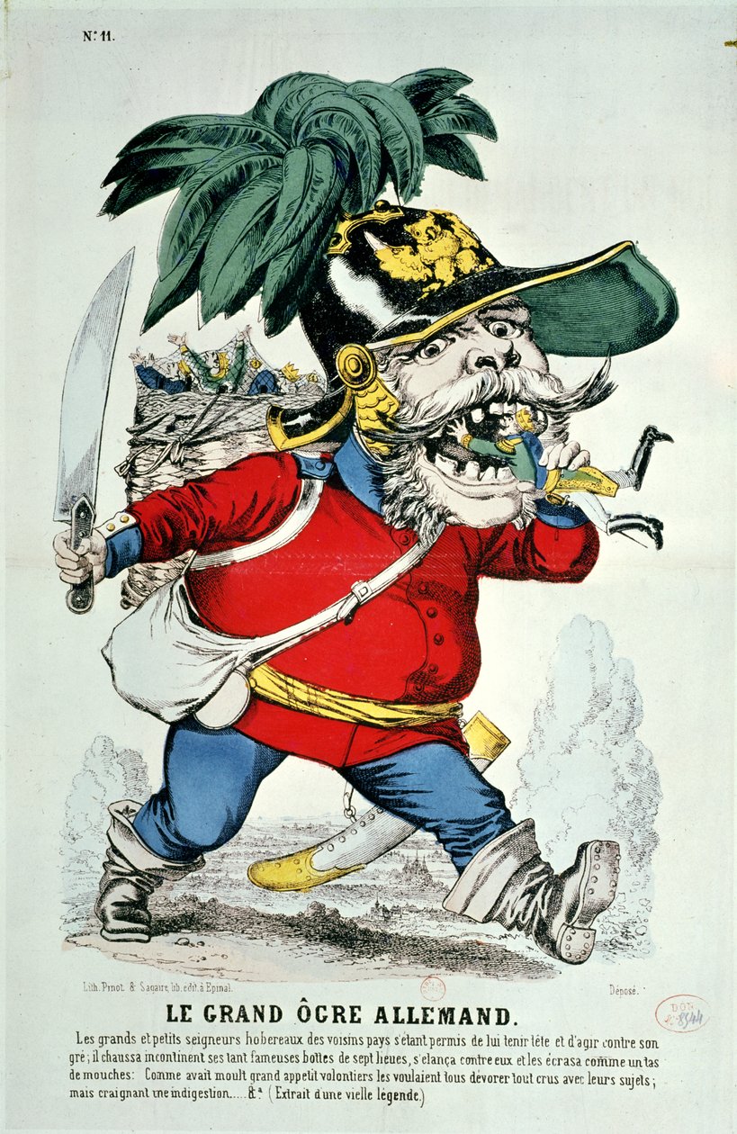 Saksalainen jättiläinen Ogre, karikatyyri Otto von Bismarckista (1815-98) tekijältä French School