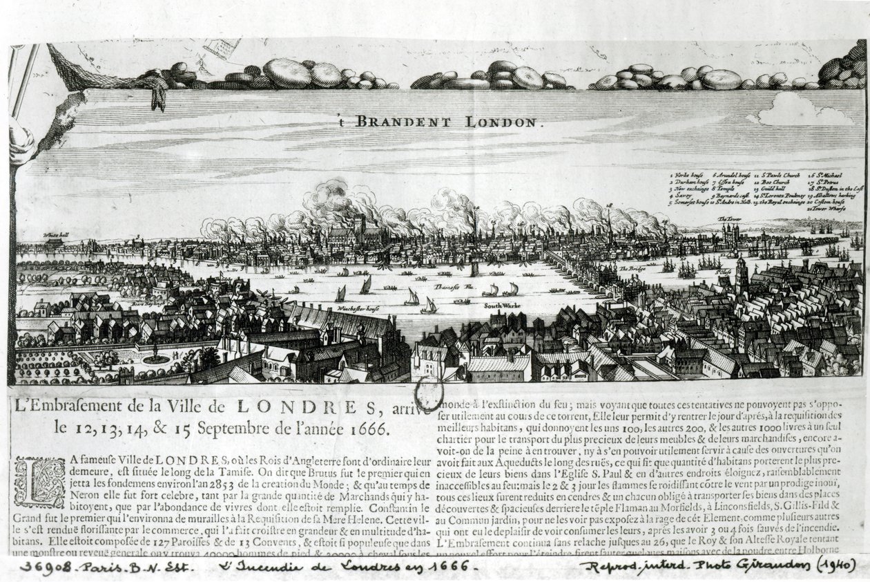 Lontoon suuri palo vuonna 1666 tekijältä French School