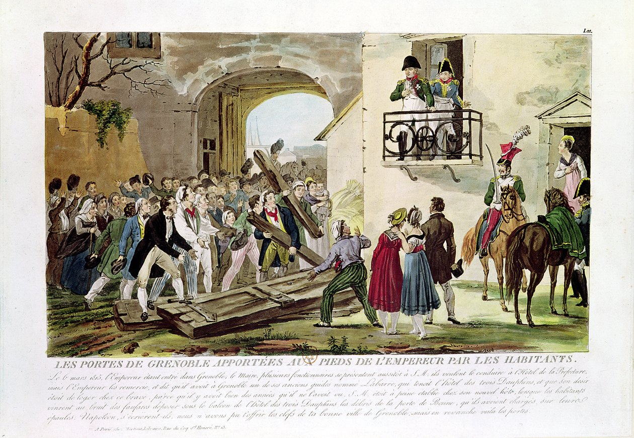 Asukkaat asettavat Grenoblen portit keisarin jalkoihin, 6. maaliskuuta 1815 tekijältä French School