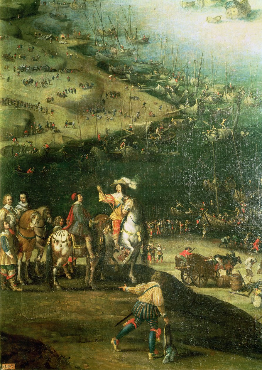 Ile de Re:n piirityksen purkaminen, 8. marraskuuta 1627 (yksityiskohta) (katso myös 178976 ja 182427) tekijältä French School