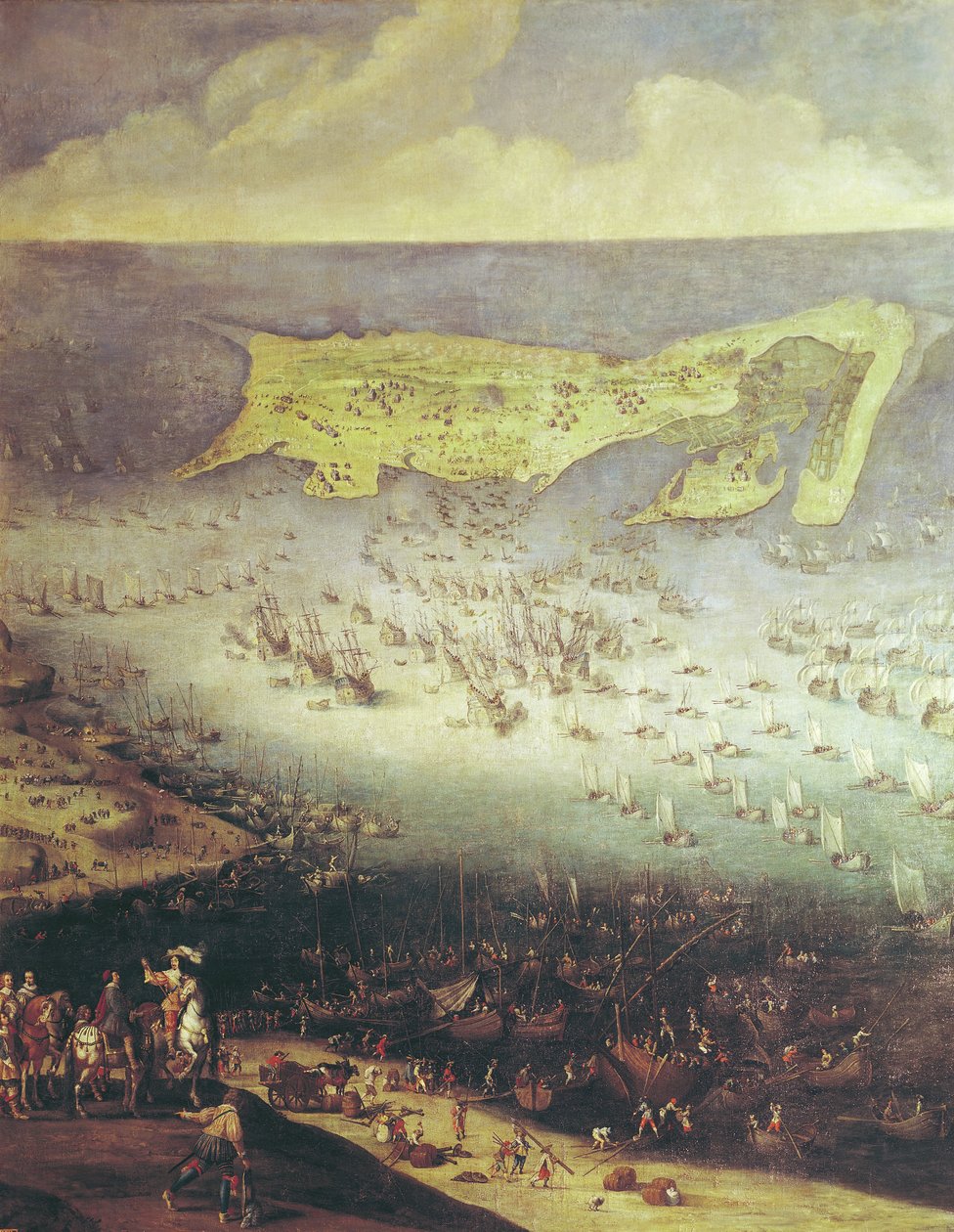 Ile de Re -saariston piirityksen purkaminen 8. marraskuuta 1627 (ks. 158116 ja 182427). tekijältä French School