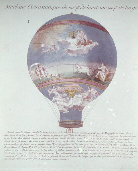 Montgolfier Brothers -ilmapallokoe Lyonissa, 19. tammikuuta 1784, noin 1784 tekijältä French School
