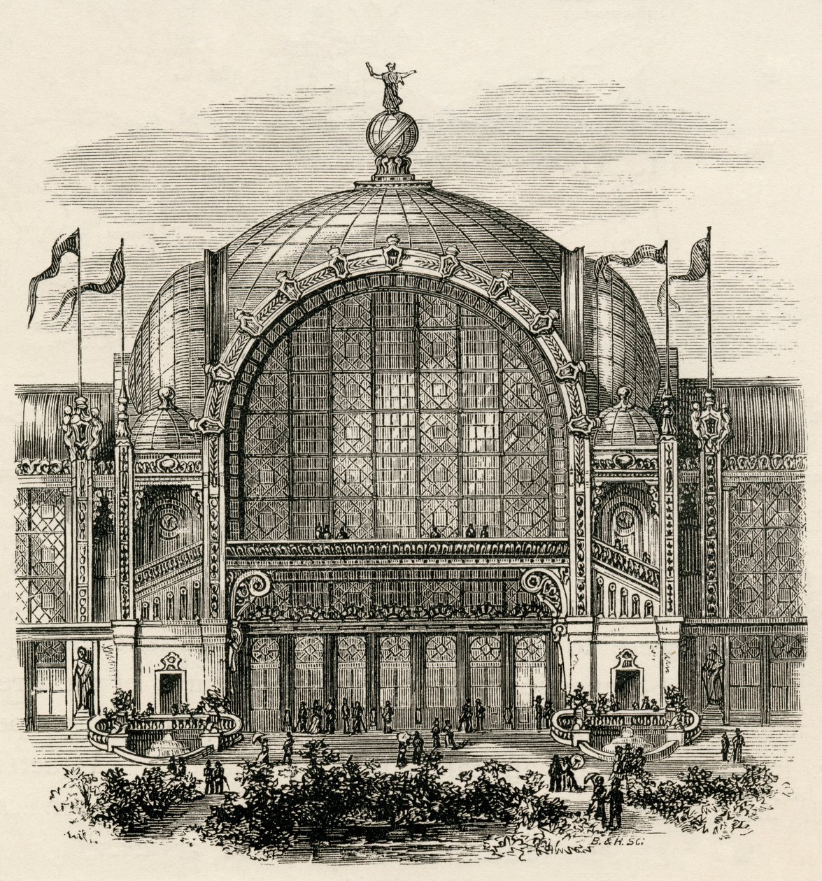 Pariisin näyttely eli Pariisin maailmannäyttely 1878, joka pidettiin Champ de Marsissa Pariisissa, pastori Samuel G. Greenin "French Pictures" -julkaisusta, julkaistu 1878 tekijältä French School