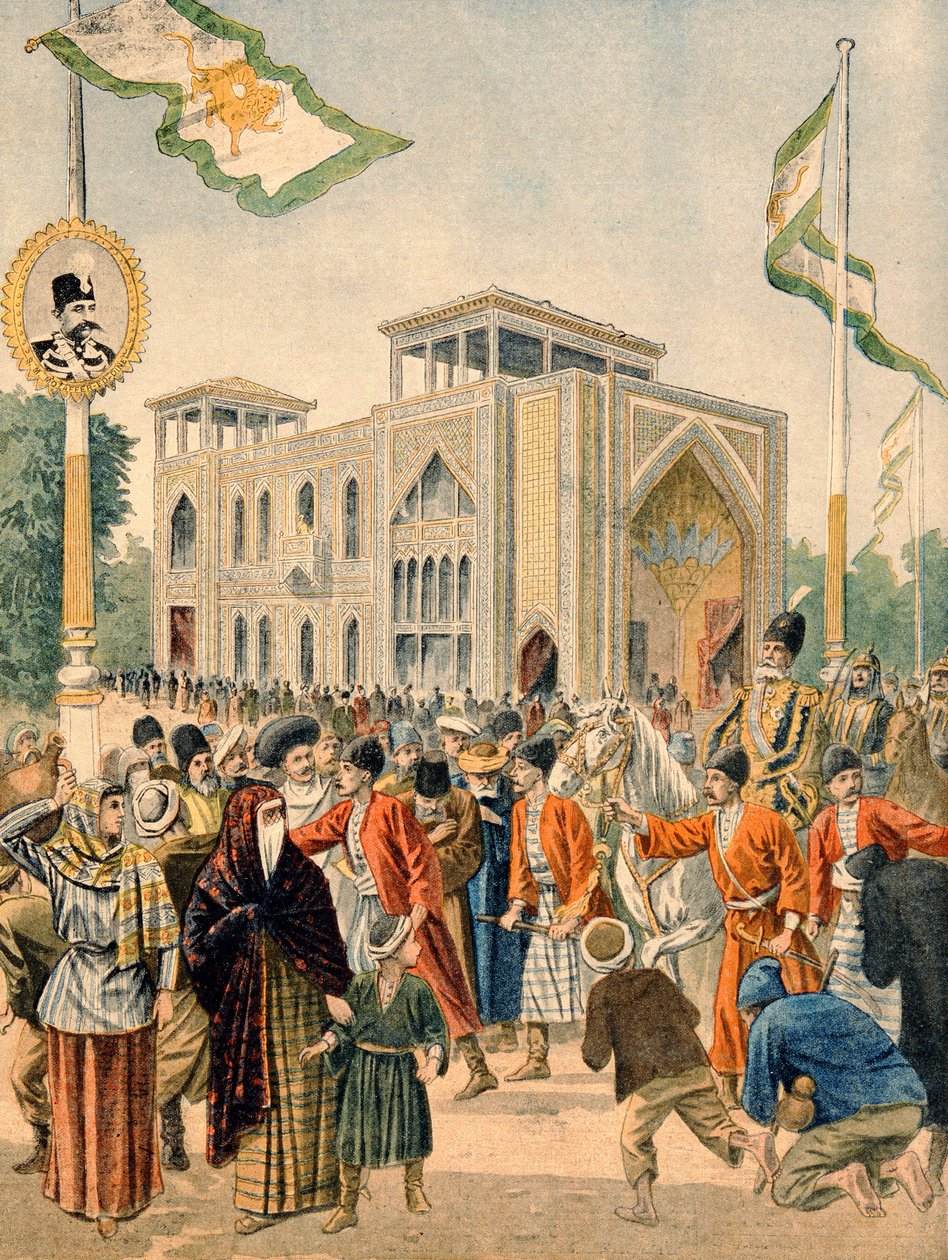 Persian paviljonki vuoden 1900 yleisnäyttelyssä Pariisissa, kuvitus "Le Petit Journalista", 17. kesäkuuta 1900 tekijältä French School