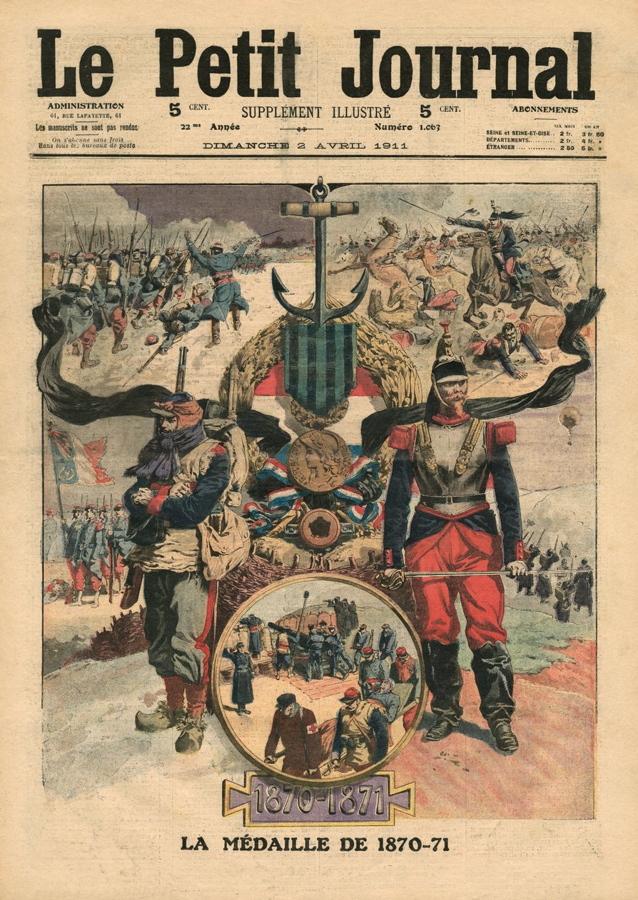 The Presentation of the Medal of Combatants 1870-71, kuva Le Petit Journalista, liitekuva, 2. huhtikuuta 1911 tekijältä French School
