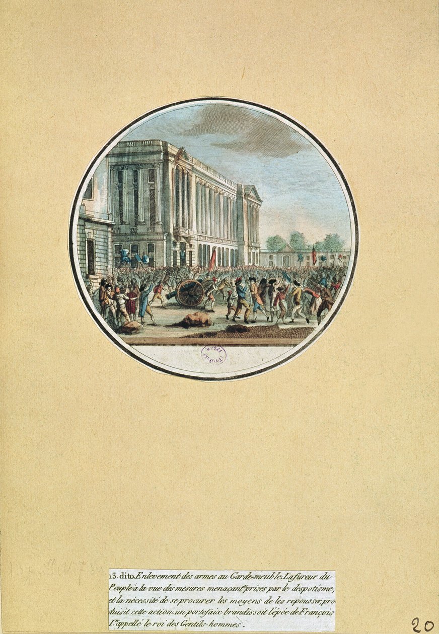 Aseiden takavarikointi Garde-Meuble de Parisilta, 13. heinäkuuta 1789 tekijältä French School