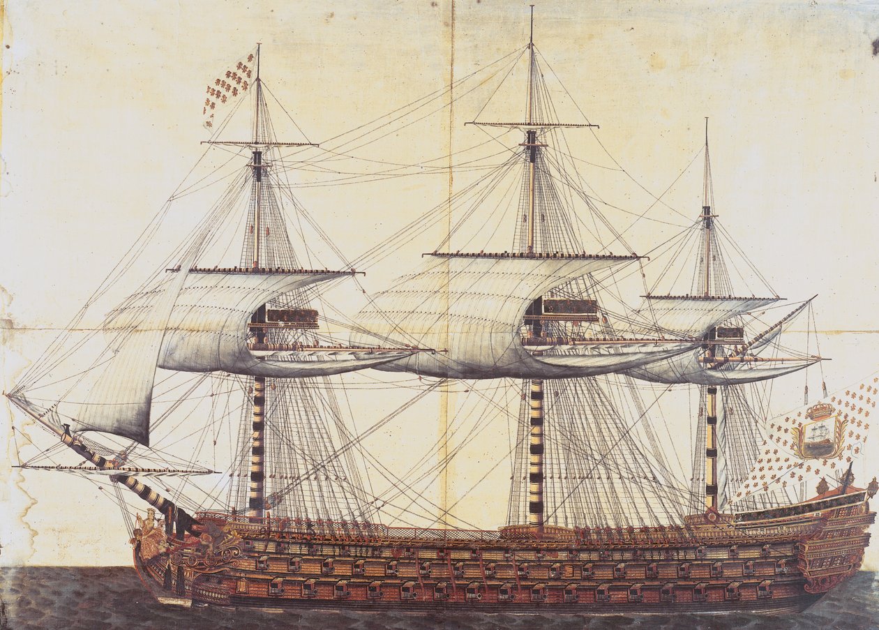 Laiva "La Ville de Paris" laskettiin vesille Rochefortin satamassa 19. tammikuuta 1760 tekijältä French School