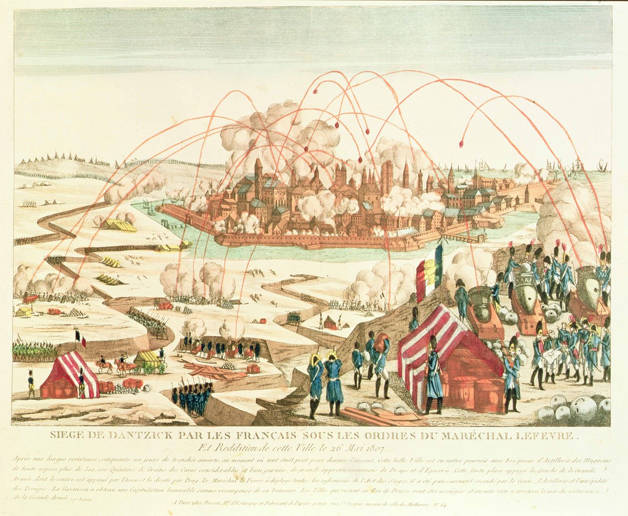 Danzigin piiritys marsalkka Pierre Joseph Lefebvren (1755-1820) komennossa ja kaupungin antautuminen, 26. toukokuuta 1807 tekijältä French School