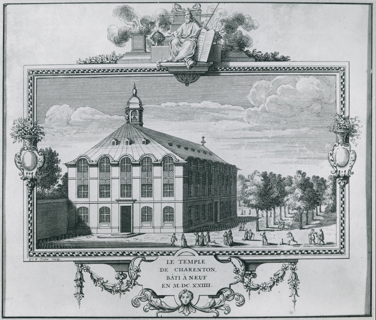 Charentonin temppeli, rakennettu uudelleen vuonna 1624, kaiverrus Gerard Jean Baptiste Scotin (1671-1716) tekijältä French School