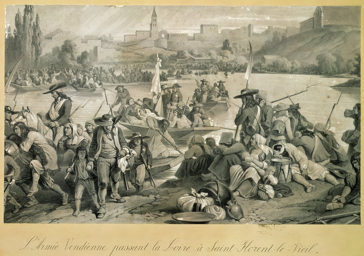 Vendean armeija ylitti Loiren St. Florent le Vieilissä, 18. lokakuuta 1793 tekijältä French School