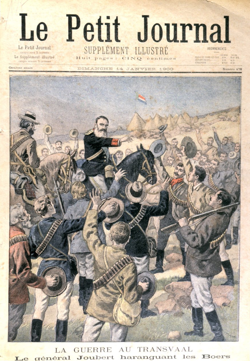 Sota Transvaalissa: Kenraali Joubert (1831-1900) rohkaisee buuria, "Le Petit Journal", 14. tammikuuta 1900 tekijältä French School