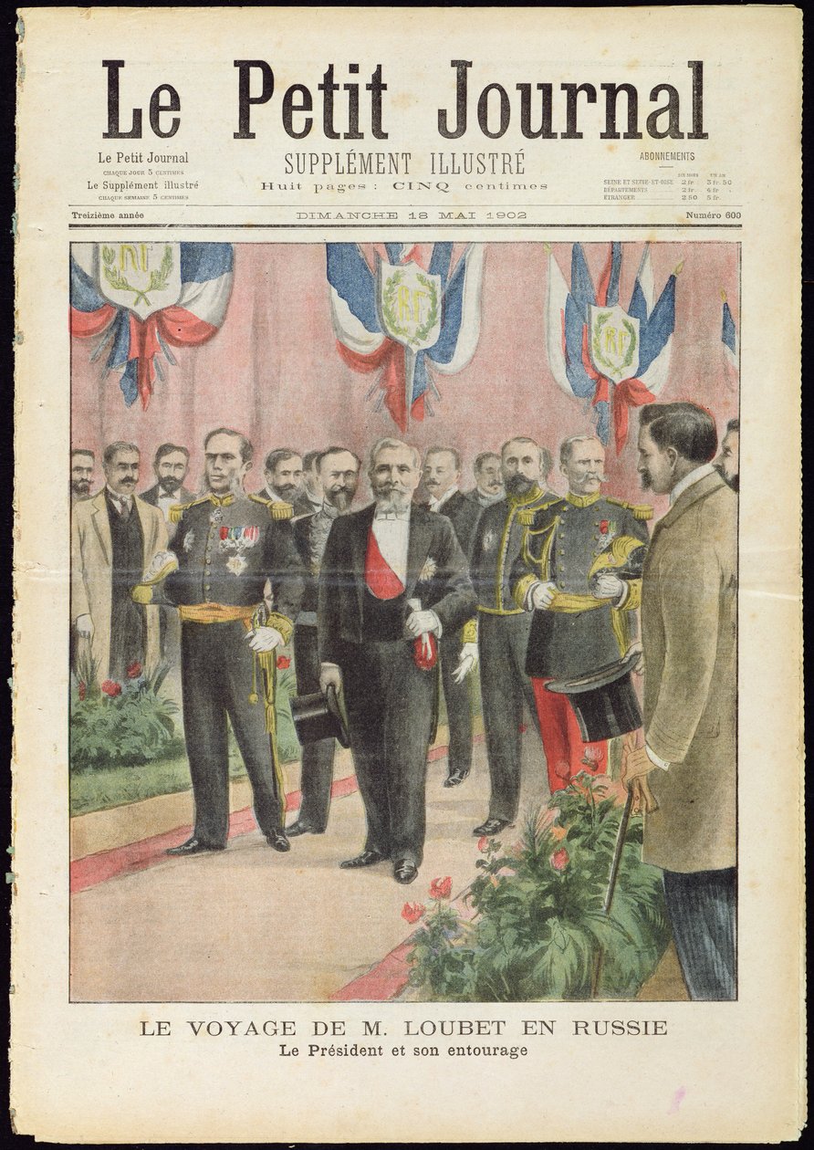 Presidentti Loubetin saapuminen Venäjälle valtiovierailulle, Le Petit Journalin kansi, 18. toukokuuta 1902 tekijältä French School